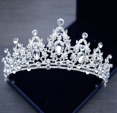 Silber Krone Hochzeits Krone Haarschmuck Diamant Strass 
