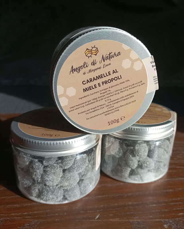 Caramelle drops gusto PROPOLI, barattolo da 100 g