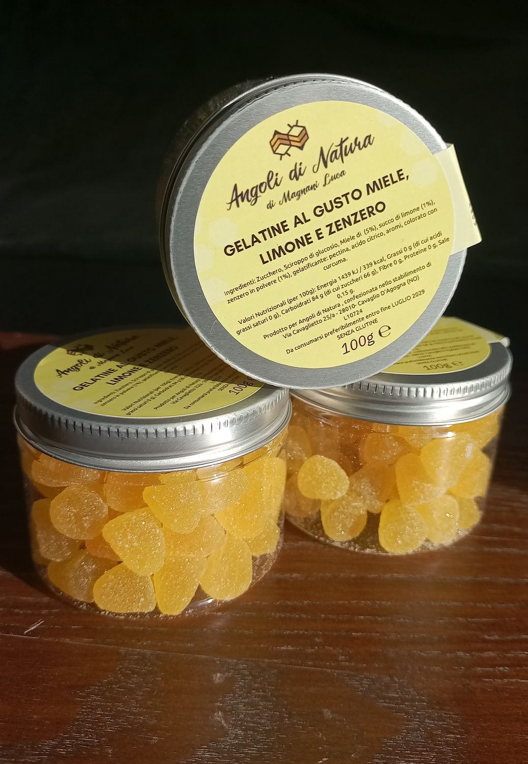 Gelatine MINI gusto LIMONE E ZENZERO, barattolo da 100 g