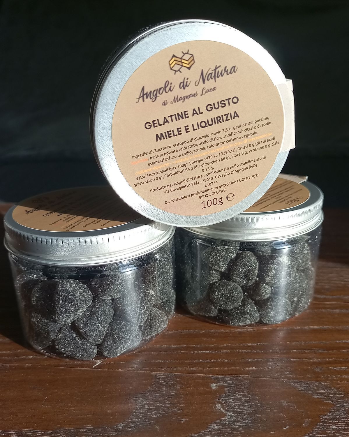 Gelatine MINI gusto LIQUIRIZIA, barattolo da 100 g