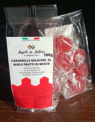 Gelatine gusto MIELE E FRUTTI DI BOSCO, sacchetto da 100 g