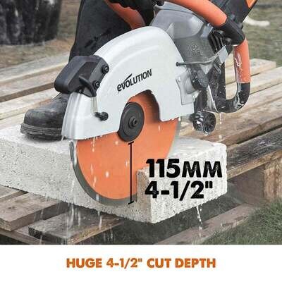 Evolution R300DCT+ 12 In. Electric Concrete Cut-Off Saw, Disc Cutter With Dust Suppression With 12 In. Diamond Blade (PD300SEG-CS2) Included