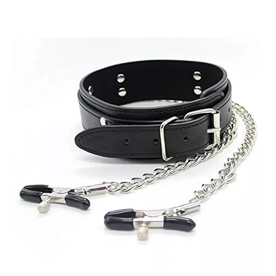 Collar with heavy duty chain with nipple clamps