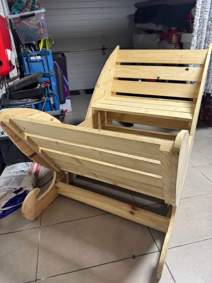 Traineau du père Noël en bois traité