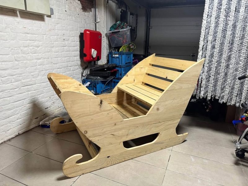 Traineau du père Noël en bois traité