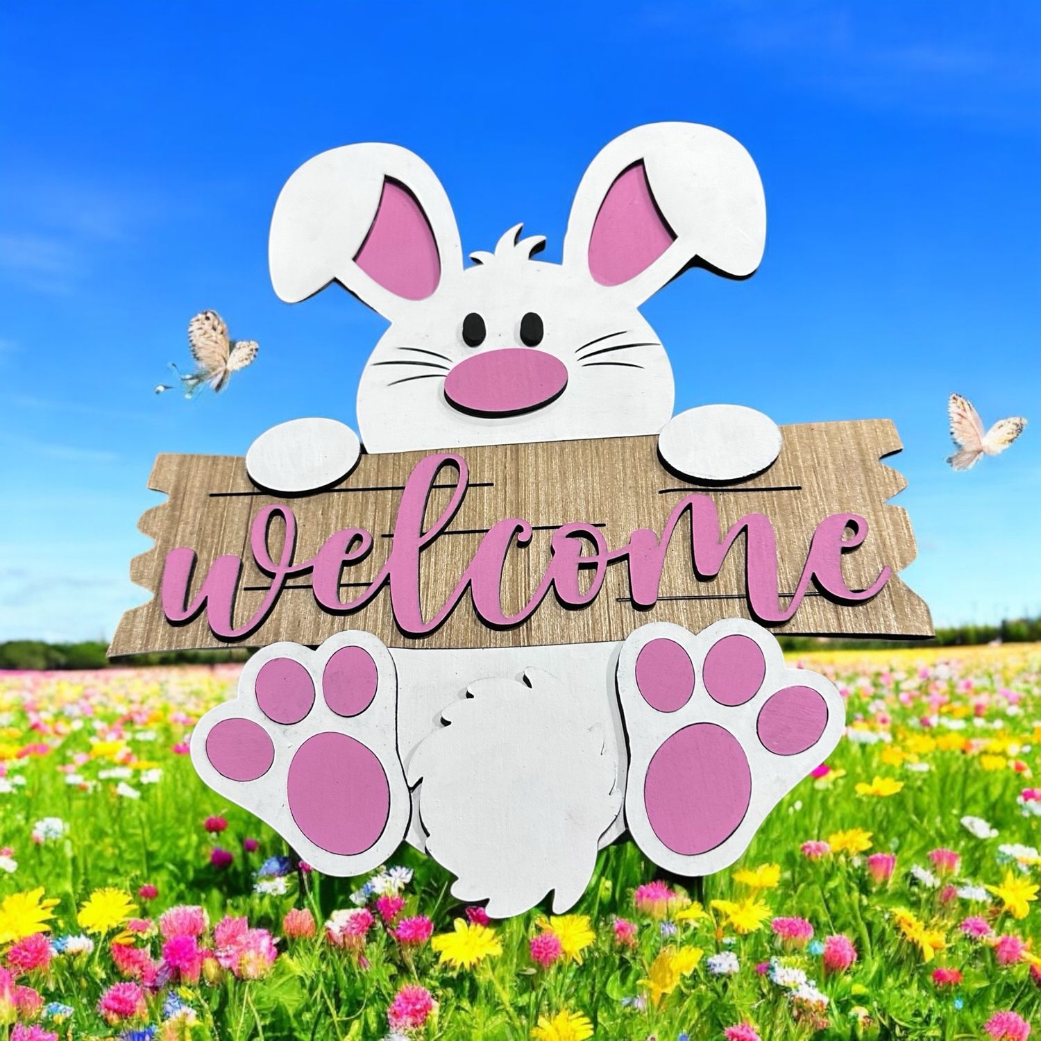 Easter Bunny 16" Round, Wooden