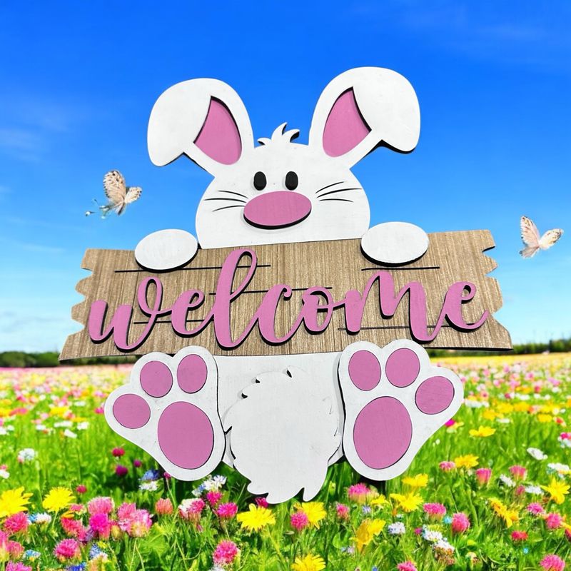 Easter Bunny 16" Round, Wooden