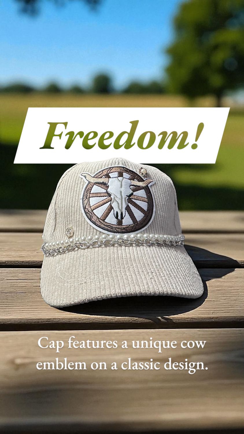 Freedom Hat with Cow Skull and Bling