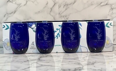 Blue Stemless Wine Set