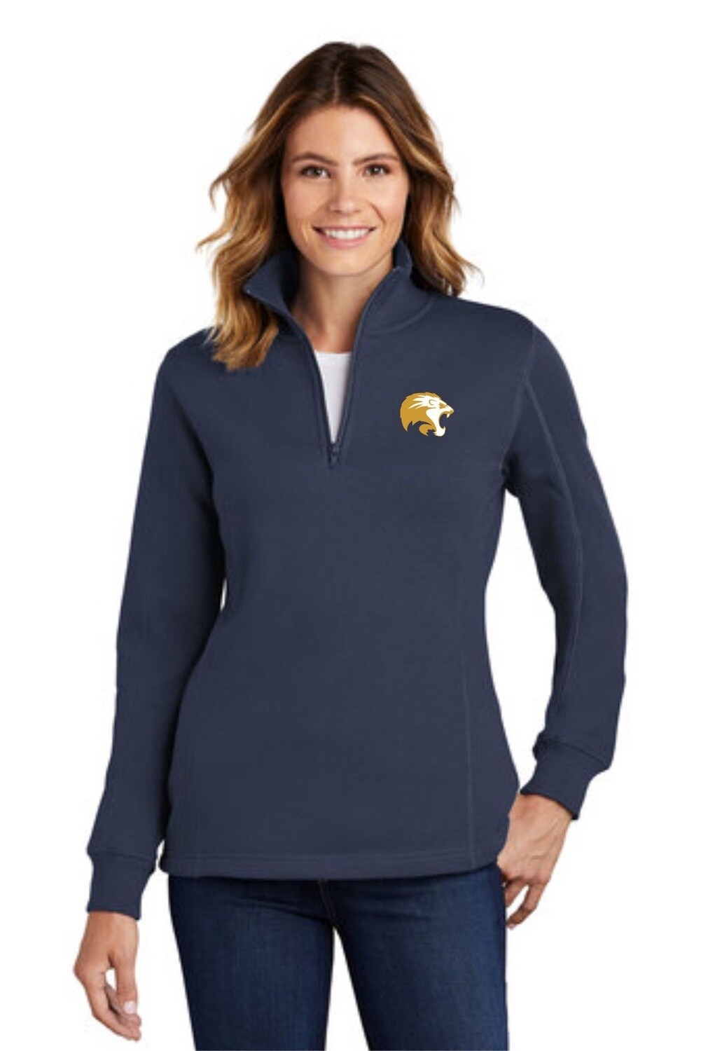 St. Mark Ladies 1/4 Zip Sweatshirt, Colour: True Navy, Size: XSmall - LST253