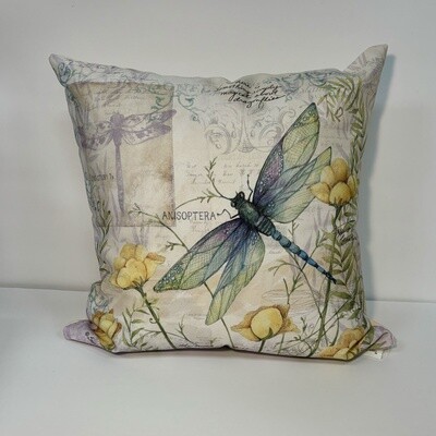 Pillow 18x18 Dragonfly w/Poppies