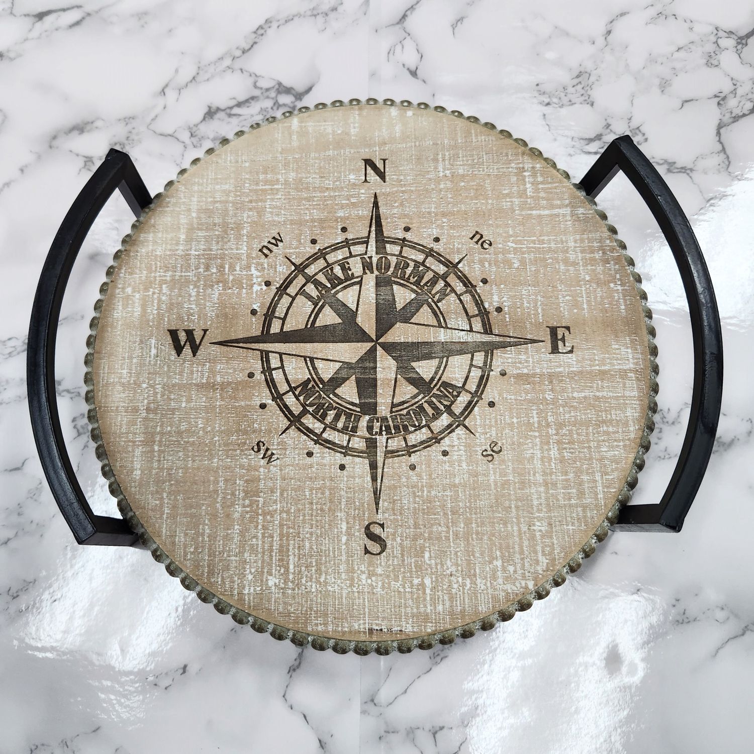 Iron Handle Wood Tray, Size: Small
