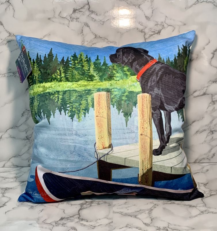 Dog Pier Square Pillow
