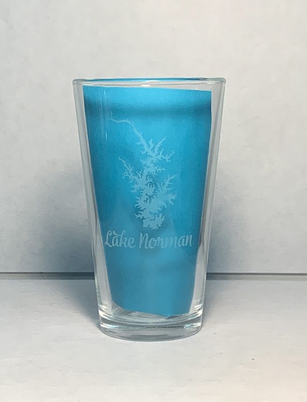 16 Oz Pint Glass, Lake Norman Map
