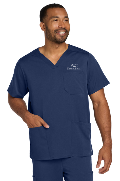 NC Massage Men&#39;s Premiere Flex V-Neck Scrub Top - WW5058