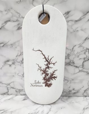 Acacia Wood Cutting Board, White Map