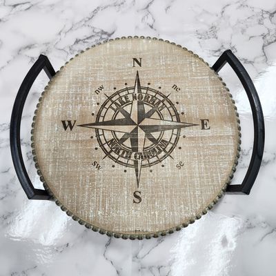 Iron Handle Wood Tray