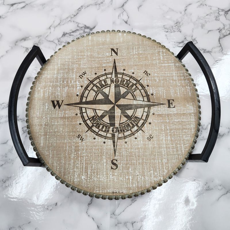 Iron Handle Wood Tray