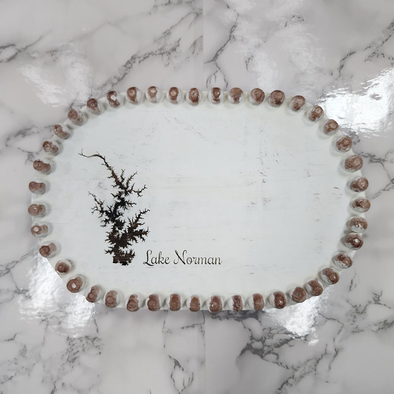 White Raised Bead Board Tray, Size: Small