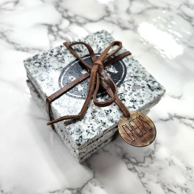 CHEERS. Granite Coasters Grey, LKN/Oval
