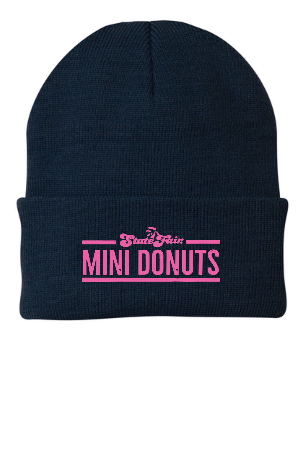 SFMD Knit Beanie, Beanie Color: Navy, Logo Color: Hot Pink