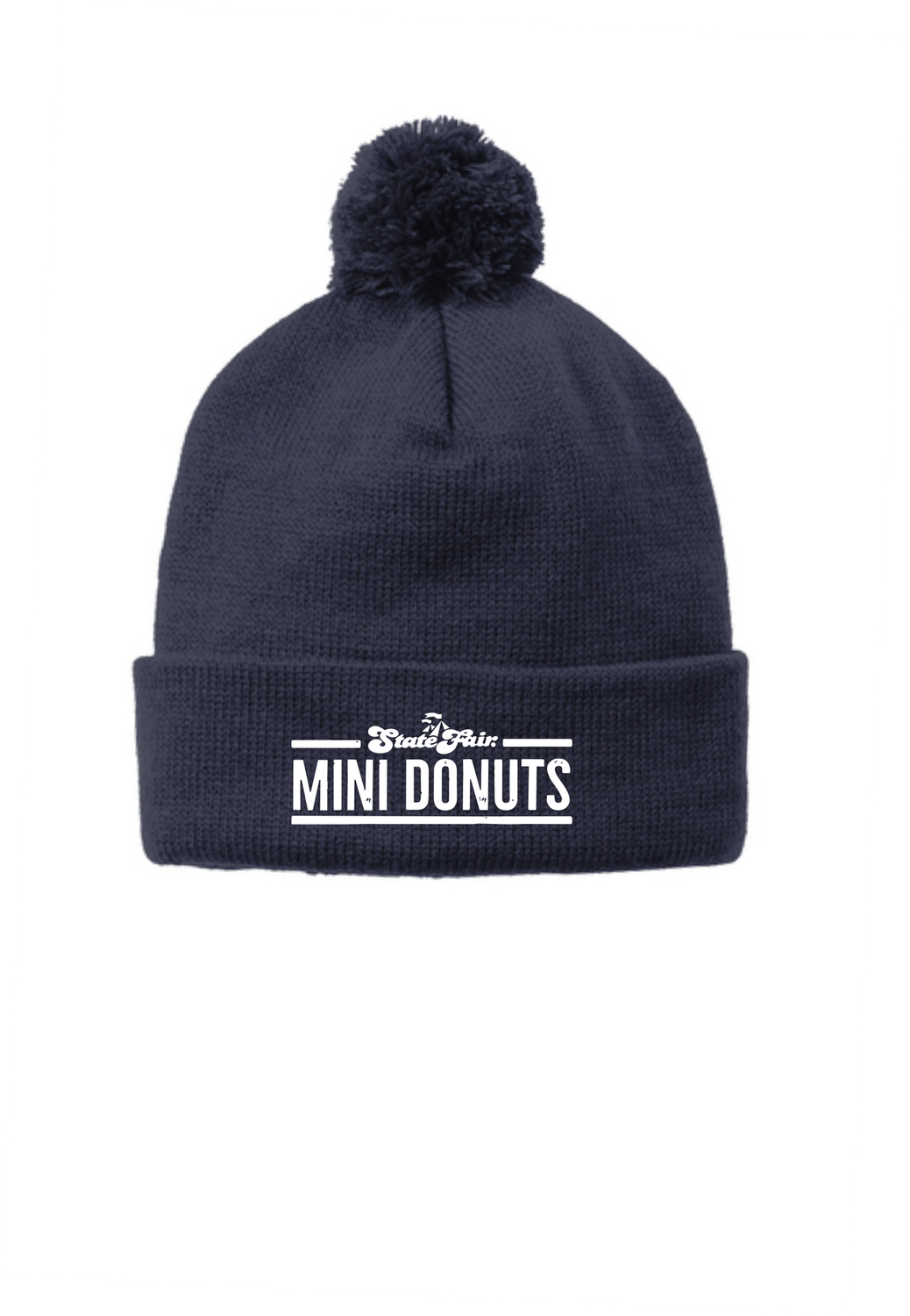 SFMD Pom Pom Beanie, Beanie Color: True Navy, Logo Color: White
