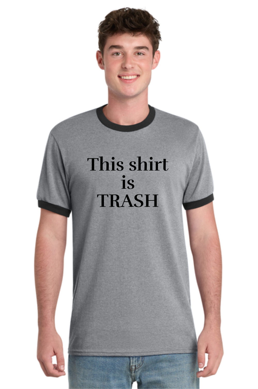 LJTT &quot;This Shirt is Trash&quot; Adult Ringer Tee