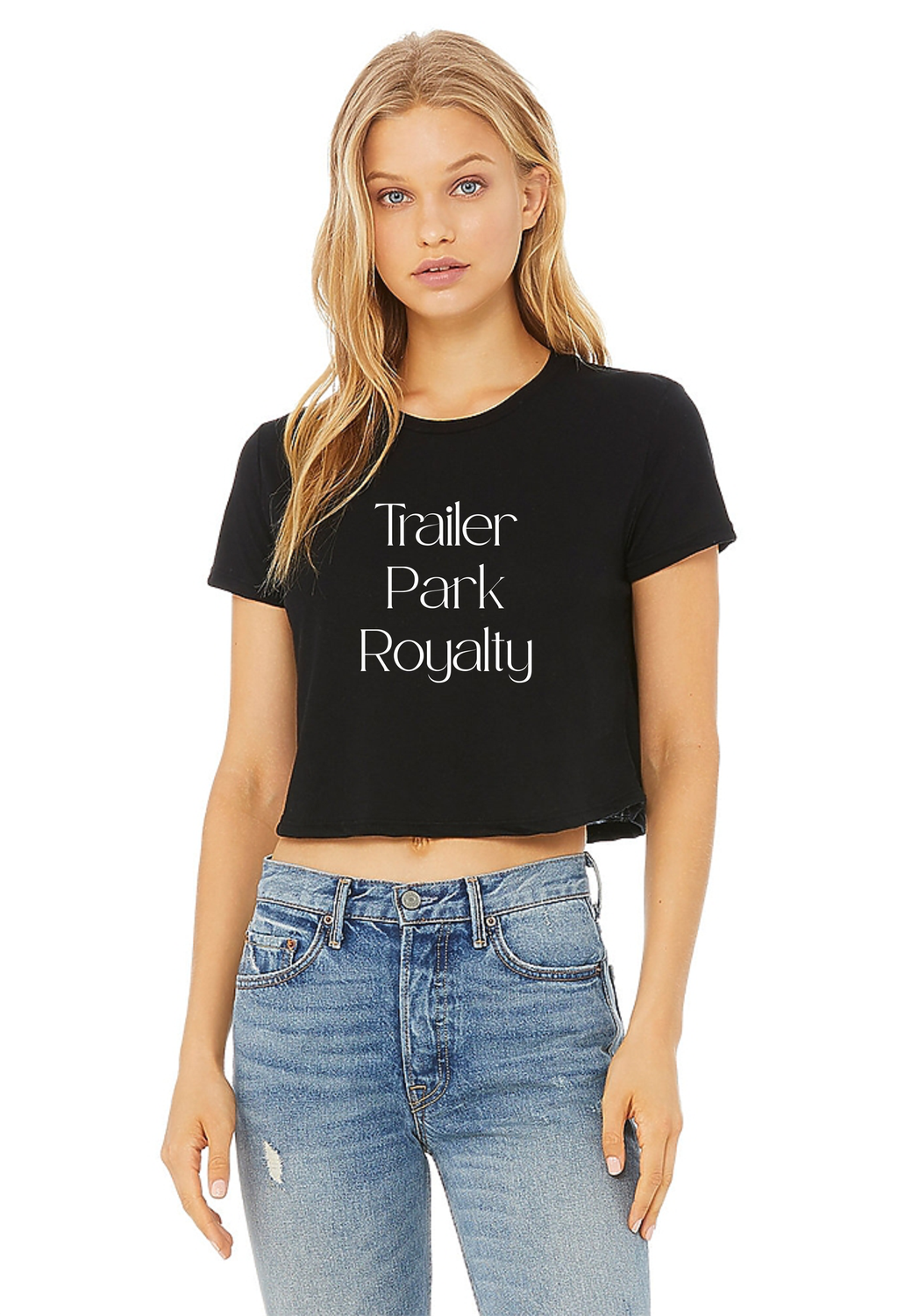LJTT &quot;Trailer Park Royalty&quot;  Women&#39;s Flowy Crop Tee