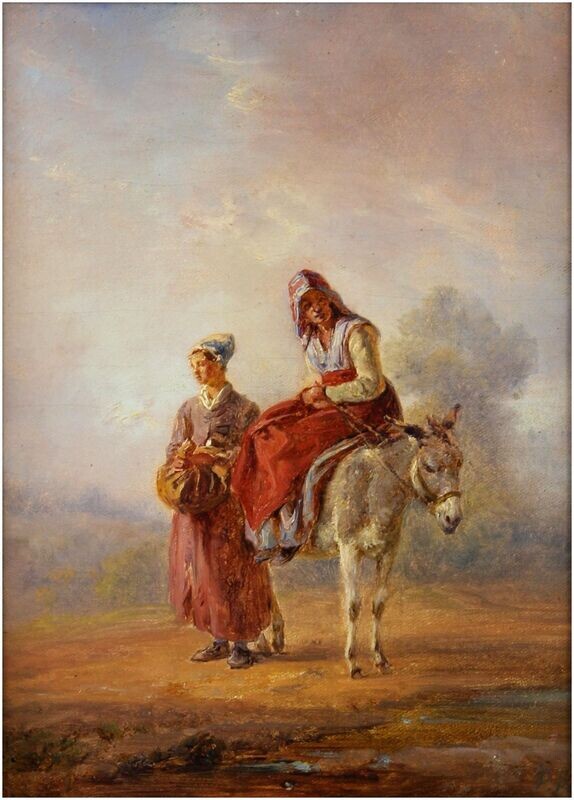 De La Rive, Pierre Louis (1753-1817), Zwei Landfrauen mit einem Esel