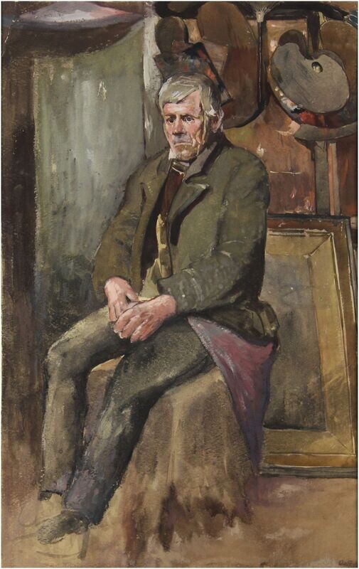 Faber Du Faur, Otto von (1828-1901), Im Atelier sitzender Mann
