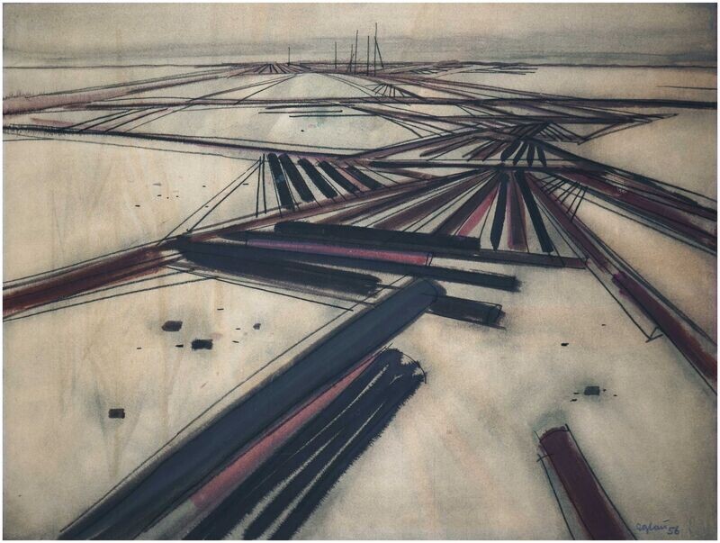 Eglau, Otto (1917-1988), Floßlandschaft in Schweden, 1956
