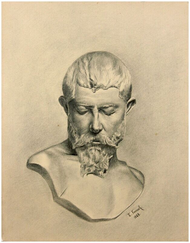 Faesch, Emil (1865-1915), Sketch of a head, 1888 Faesch, Emil (1865-1915), Sketch of a head, 1888