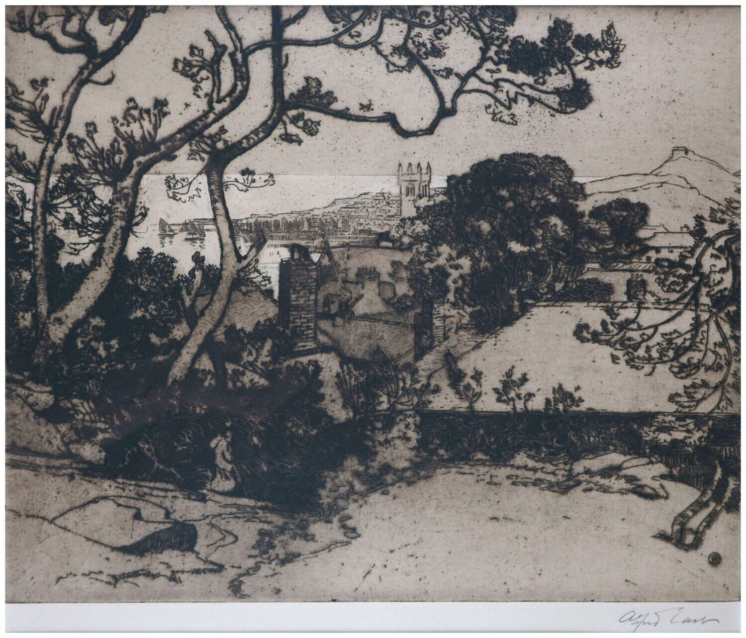 Ernst, Albert (1909-1996), Blick auf eine Küstenstadt