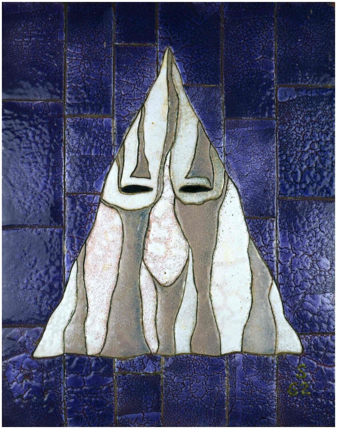 Schütte, Hermann (1893-1973), Weiße Maske auf violettem Grund, 1962
