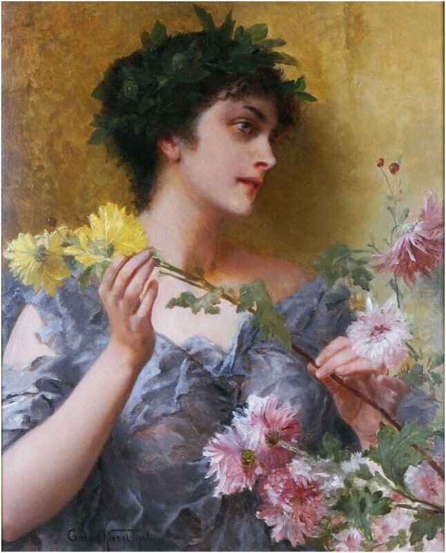 Kiesel, Conrad (1846-1921), The gift of flowers Kiesel, Conrad (1846-1921), The gift of flowers