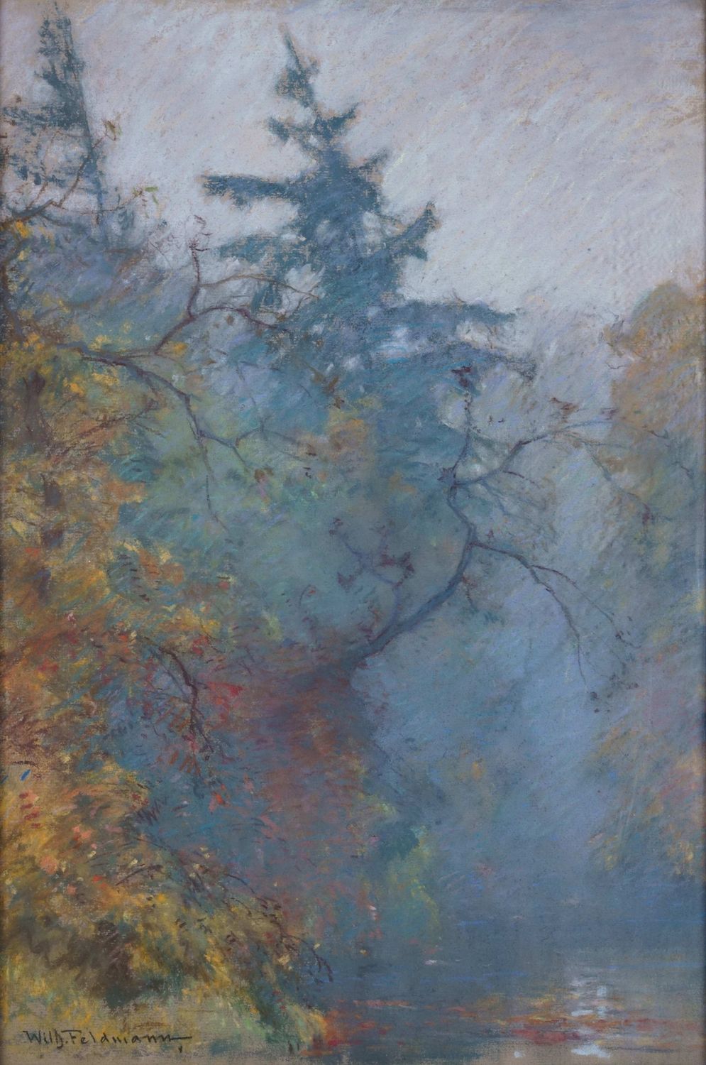 Feldmann, Wilhelm (1859-1932), Impressionist Autumn Landscape with Lake, c. 1905