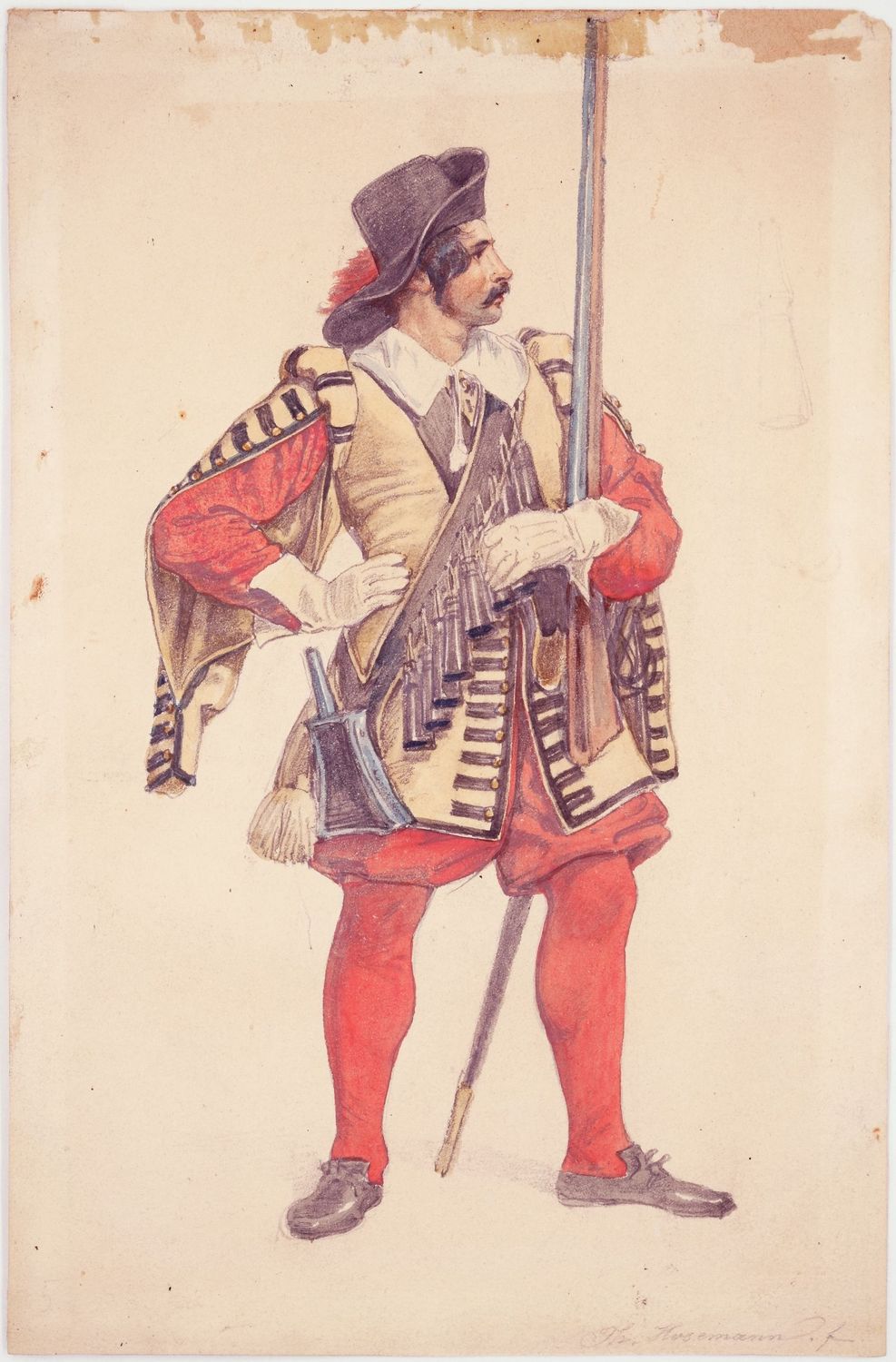 Hosemann, Theodor (1807-1875), The actor Karl Seydelmann as soldier, c. 1840