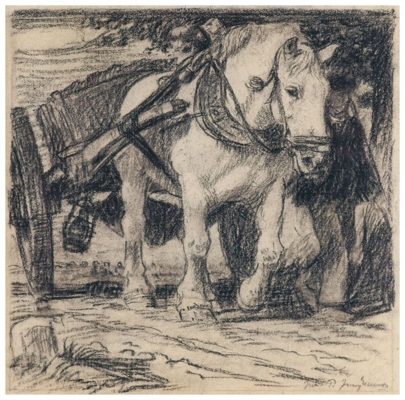 Junghanns, Julius Paul (1876-1958), Zugpferd mit Karren