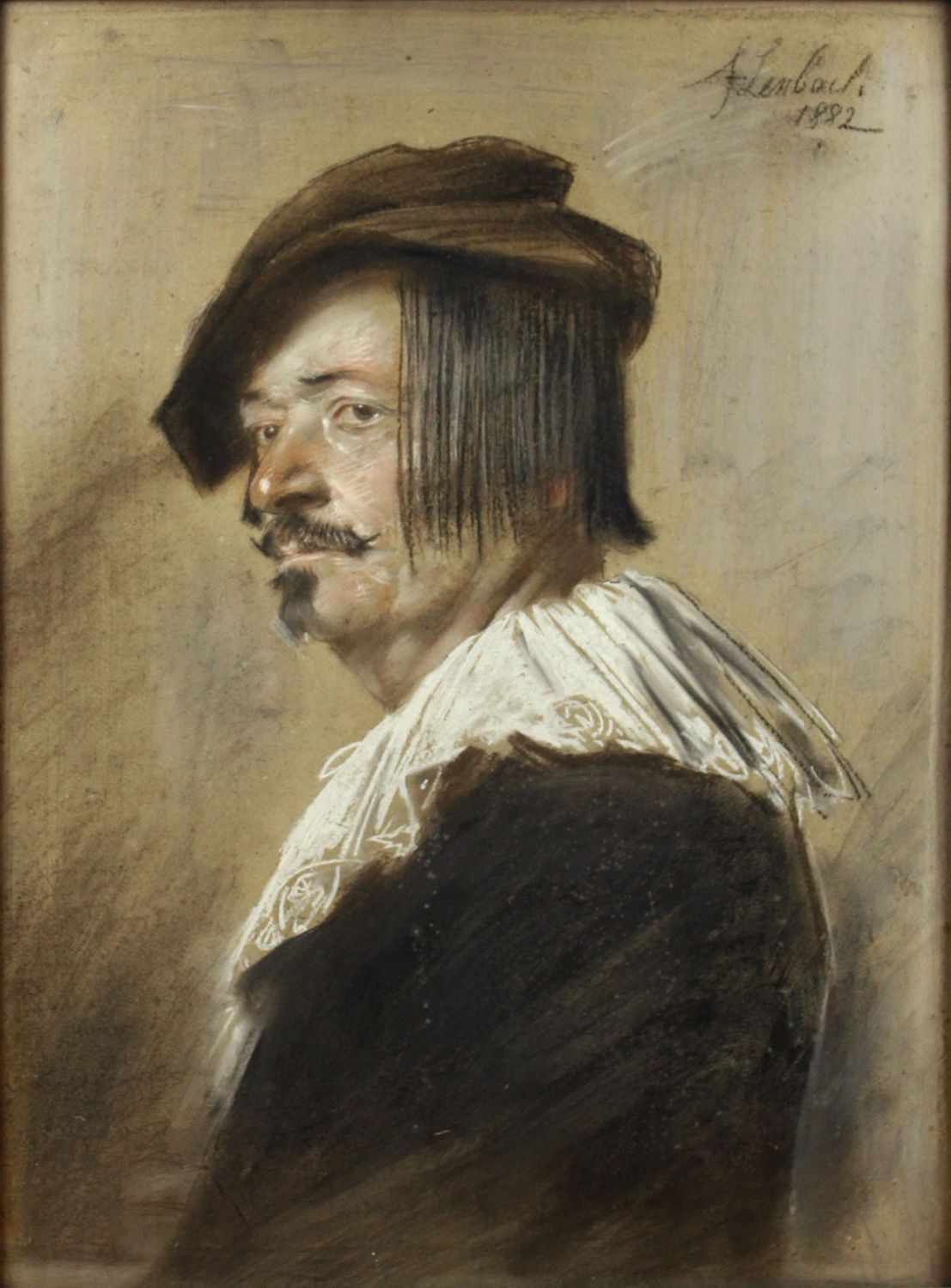 Lenbach, Franz von (1836-1904), Porträt des Malers Hartung, 1882