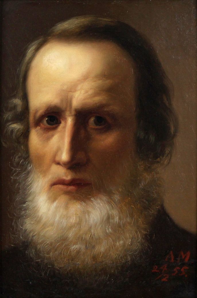 Mirsalis, Albert (1824-1909), Bildnis eines eindringlich blickenden Mannes mit Bart, 1855.