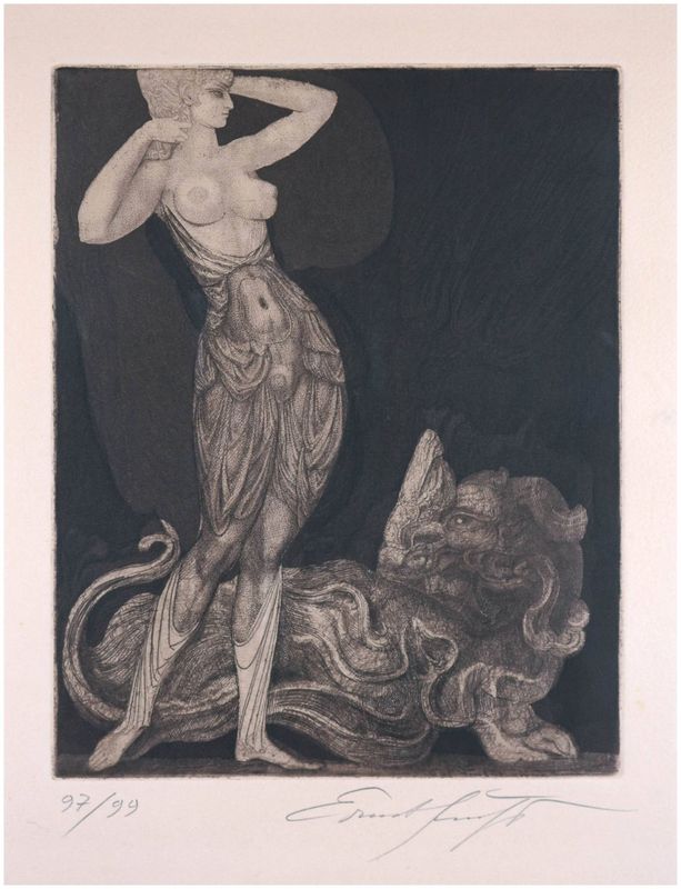Fuchs, Ernst (1930-2015), Genie und Tier, 1966