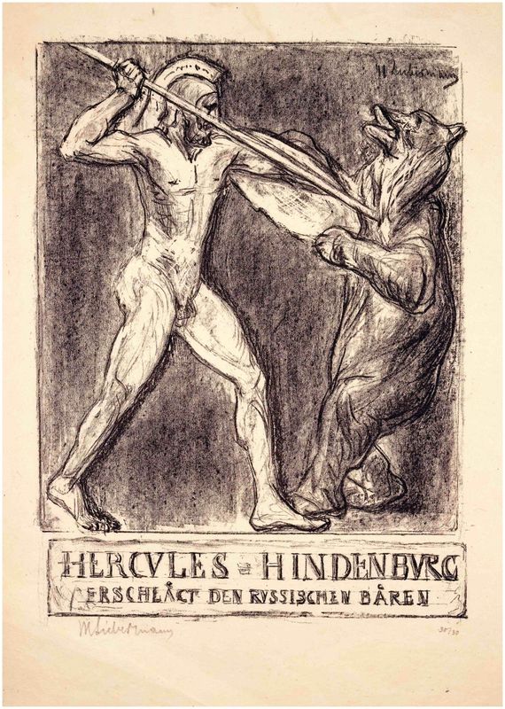 Liebermann, Max (1847-1935), Hercules – Hindenburg erschlägt den russischen Bären, 1914