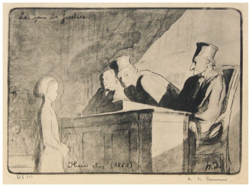 Daumier, Honoré (1808-1879), Huis clos, Les gens de la justice, 1852