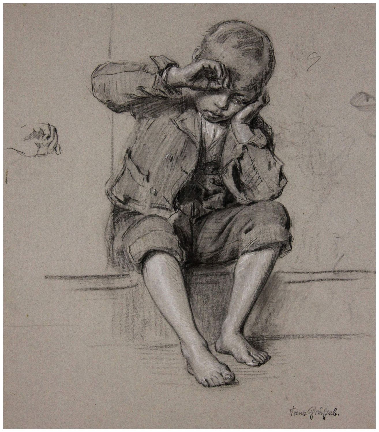 Gräßel, Franz (1861-1948), Sitzender Junge