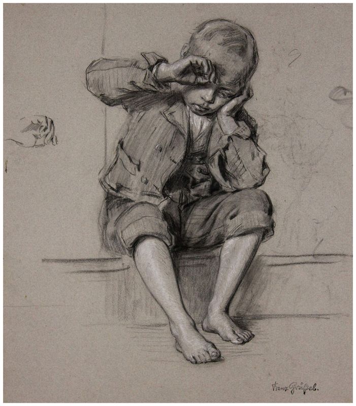 Gräßel, Franz (1861-1948), Sitzender Junge