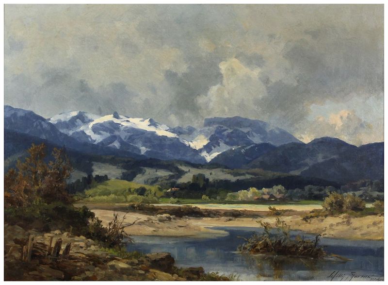 Moralt, Willy (1884-1947), Alpenlandschaft mit Gewässer