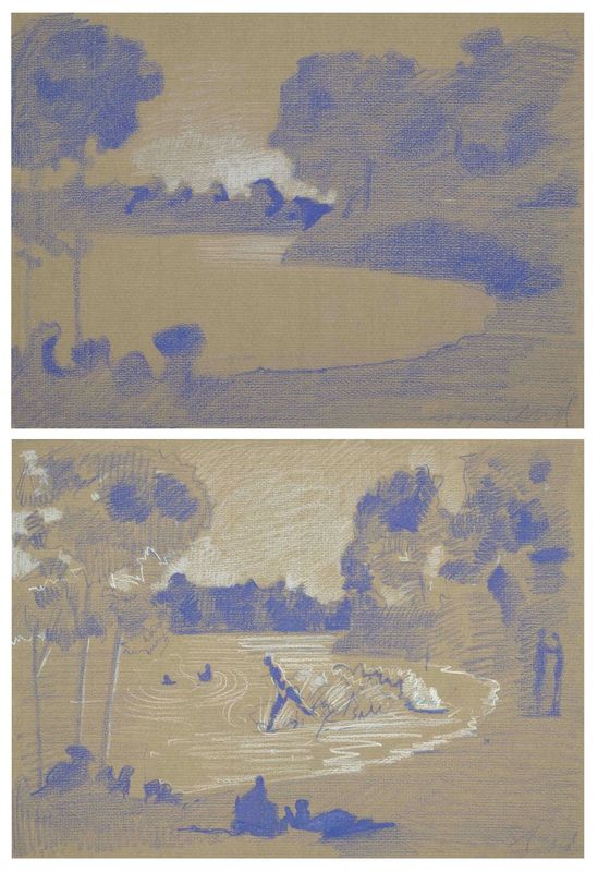 Stangl, Reinhard (*1959), Einsamer und belebter See, 1985