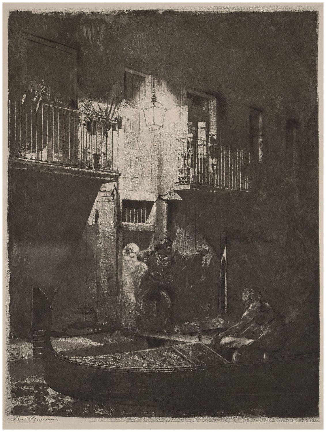 Herrmann, Paul (1864-1946), Nocturnal kidnapping in Venice, 1934