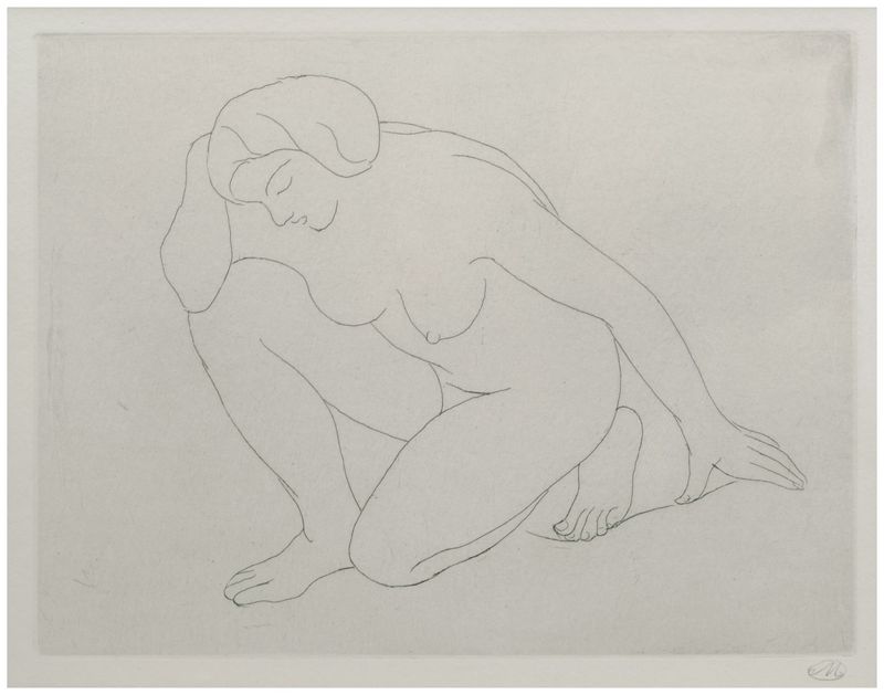 Maillol, Aristide (1861-1944), Frau auf dem linken Knie knieend, mit dem Ellbogen auf ihrem rechten Knie, 1927