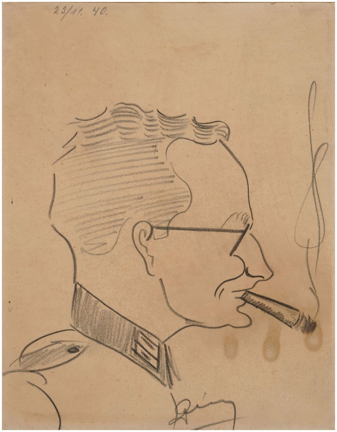 Sprung, Hanns (1884-1948), Cigar-smoking officer, 1940 Sprung, Hanns (1884-1948), Cigar-smoking officer, 1940